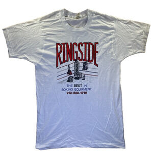 Vintage Ringside Boxing Equipment Tee L 90s Screen Stars USA White Graphic Shirt